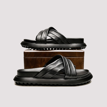 Mens Stylish Casual Cross-strap Beach Sandals With A Soft