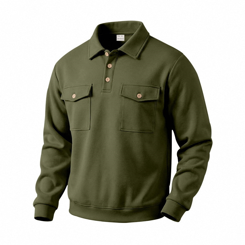 Mens Outdoor Casual Commuter Retro Long-Sleeve Sweatshirt
