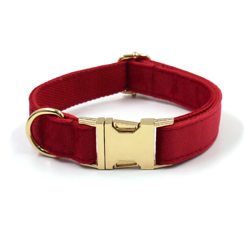 Dark Grey Velvet Pet Collar Leash