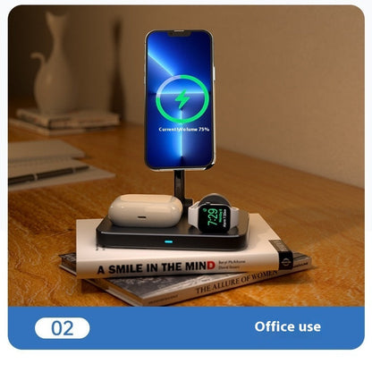 New Desktop Mobile Phone Cooling Bracket Magnetic Wireless Three-in-one Charger