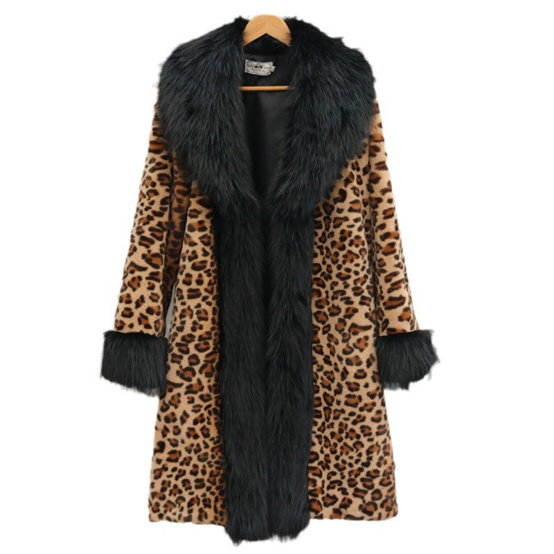 Womens Coat With A Large Fur Collar Warm Trench Coat Loose Fit