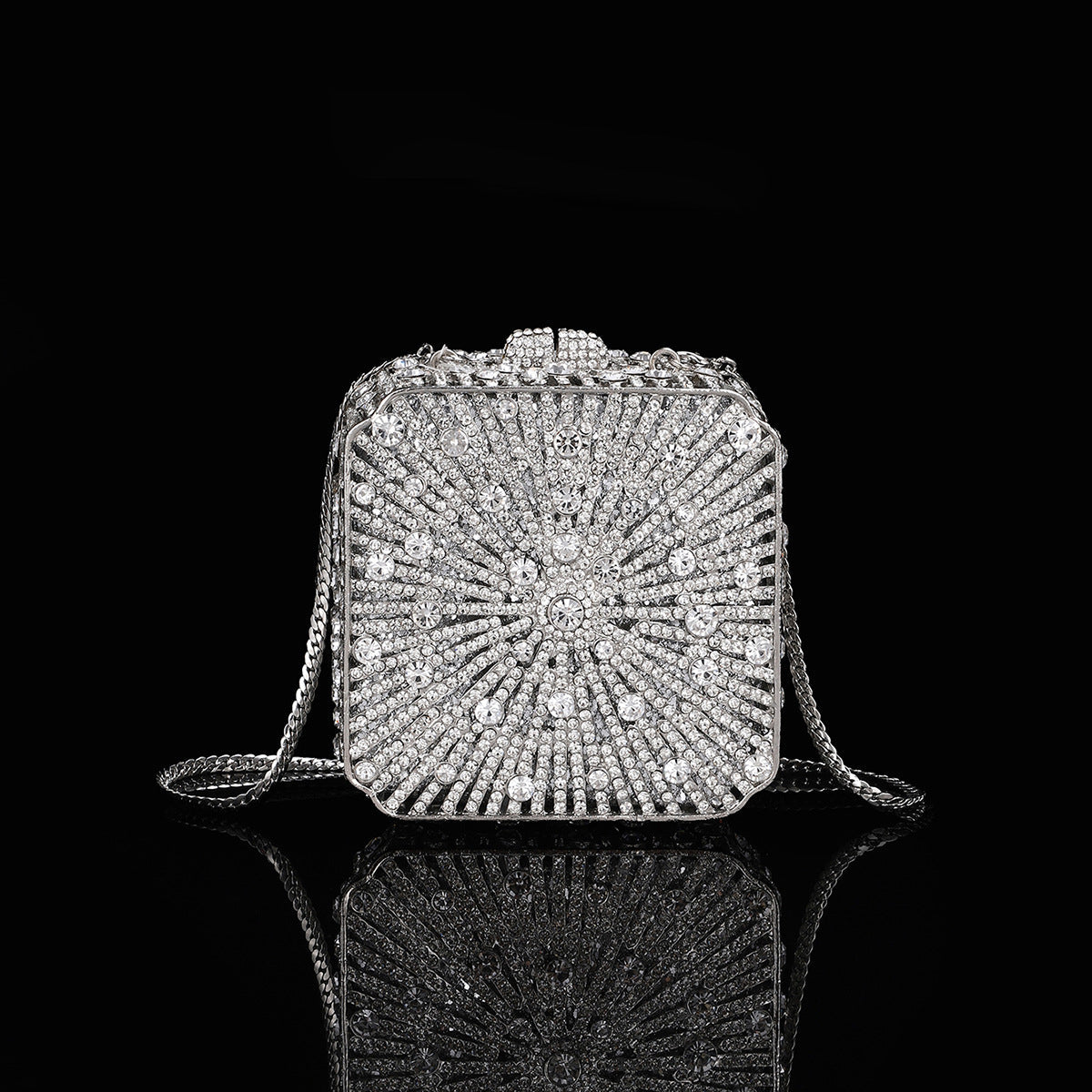 High-end Luxurious Heavy-Embroidered Shiny Champagne Bottle Rhinestone Evening Bag