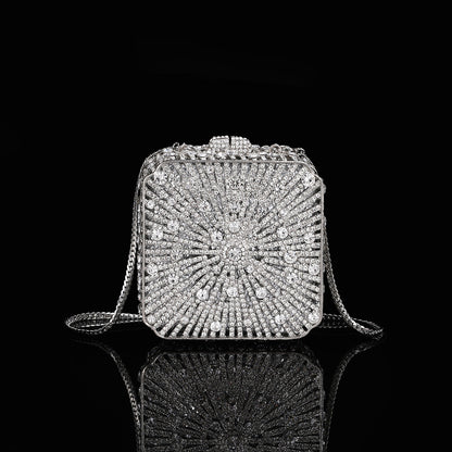 High-end Luxurious Heavy-Embroidered Shiny Champagne Bottle Rhinestone Evening Bag
