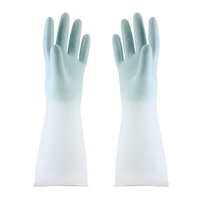 Dishwashing Gloves In Translucent White Made From Cleaning-grade Rubber With A Non-slip Design