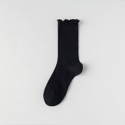 Womens Socks Solid Color Mid-calf Length Summer Thin Style Pure Cotton