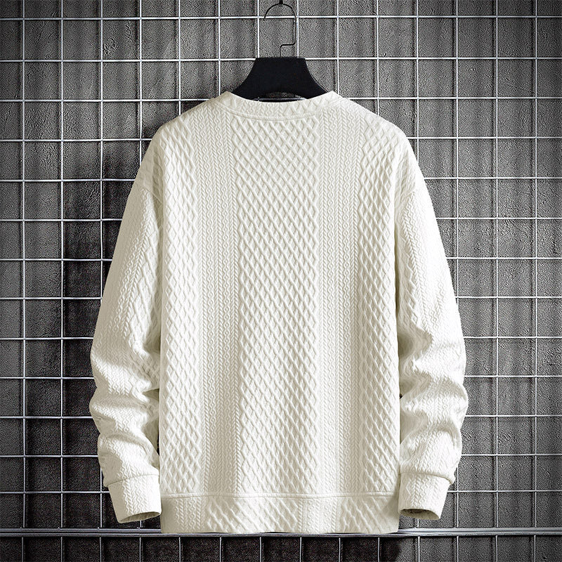 Mens Loose-Fit Casual Crew-Neck Pullover Bottoming Shirt