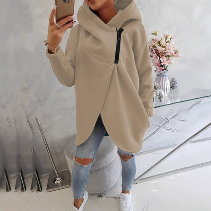 2025 European And American Cross-Border Women's Long-Sleeved Casual Black Hooded Jacket Sweatshirt With Front Pocket Zipper Hoodie