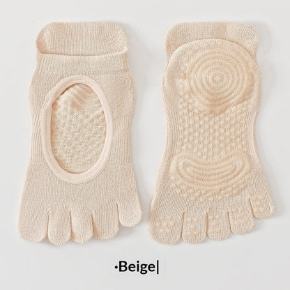 SpringSummer Womens Toe Yoga Socks With Cutout Heels And Backless Design