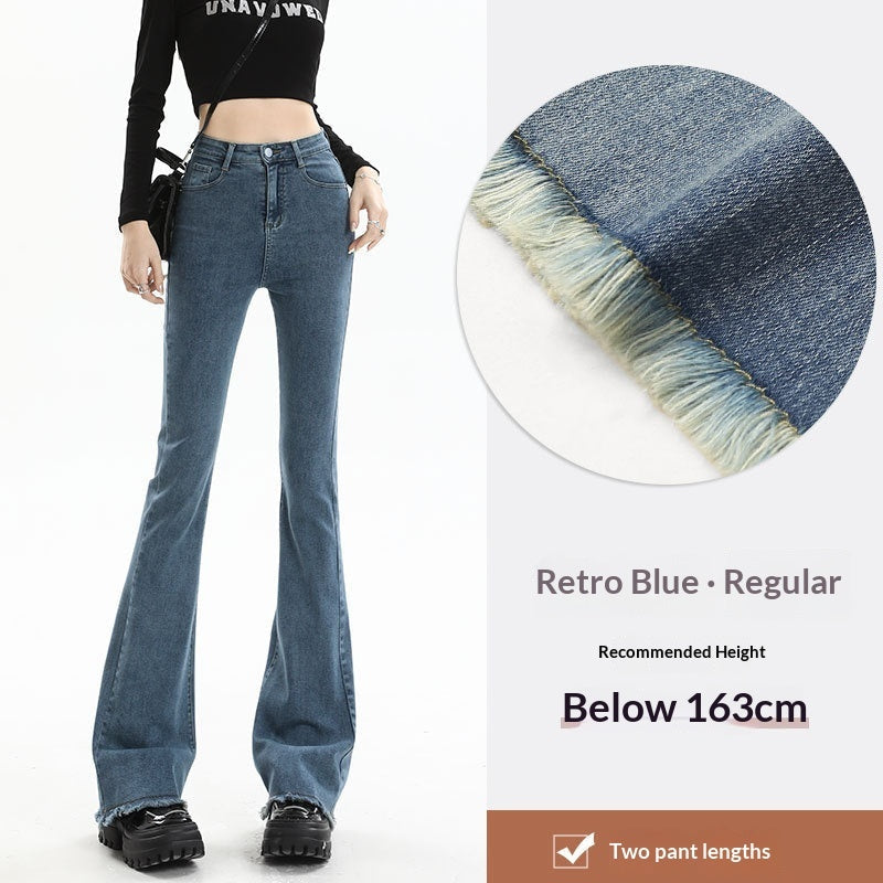 New Springautumn High-waisted, Figure-flattering, American-style Vintage Bootcut Jeans For Women