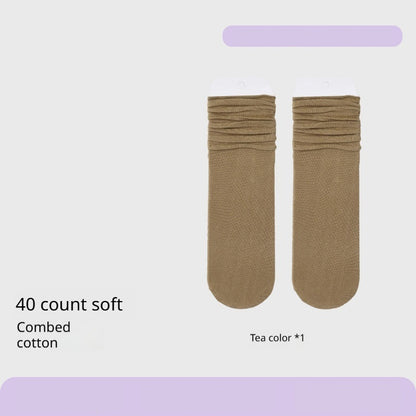 Combed Cotton Sweat-absorbent Deodorant Solid-color Knee-high Socks