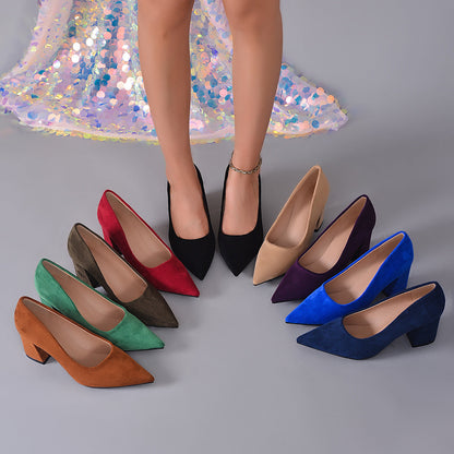 Womens Stylish Block-heeled Work Pumps