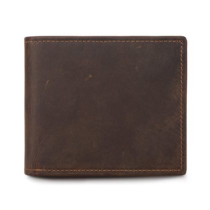 Simple First Layer Cowhide Men's Short Card Package