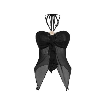 Sexy Asymmetrical Ribbon-strapped Camisole
