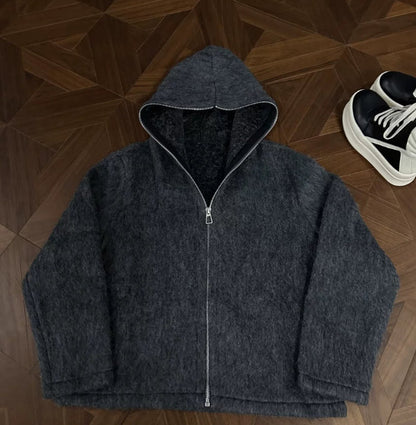 Wool And Mohair Full Zip Cardigan Coat