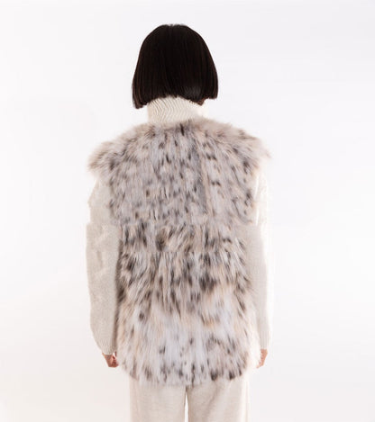 Leopard Print Fur Vest Women's Clothing