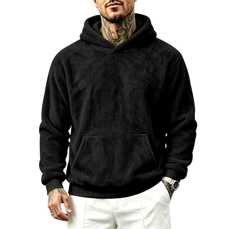 Mens Loose-Fitting Versatile Plush Hoodie