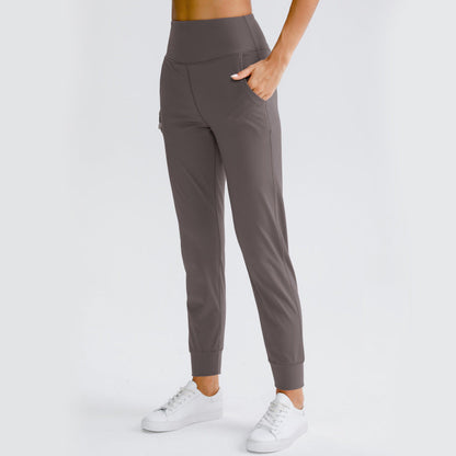 Women Solid Color Elastic Jogger Pants Loose Slim Fit Yoga Sweatpants With Pockets Running Workout Casual Athletic Trousers