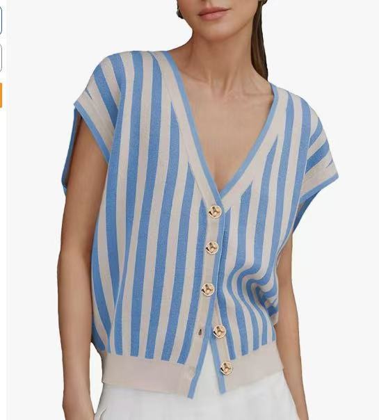 Womens Casual V-neck Knit Vest With A Fitted Waist Perfect For Layering Or Wearing Solo As An Outer Layer