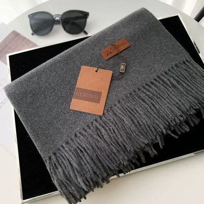 Womens Thickened Fashionable Solid-Color Tassel Scarf