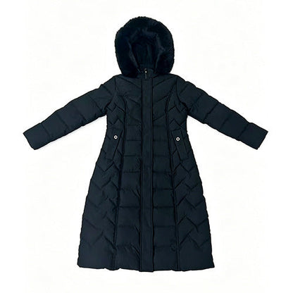 Loose-fit Stand-collar Solid-color Cotton-padded Long Coat