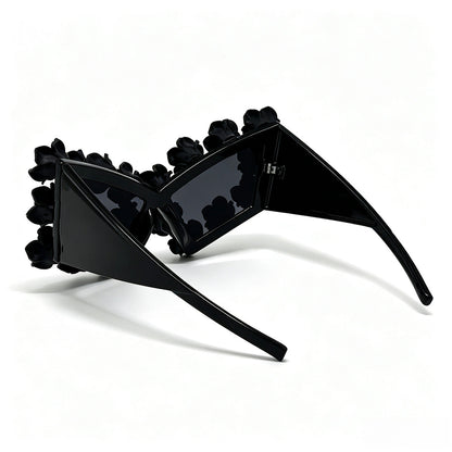 Niche Designer inspired Black Rose Gothic Sunglasses