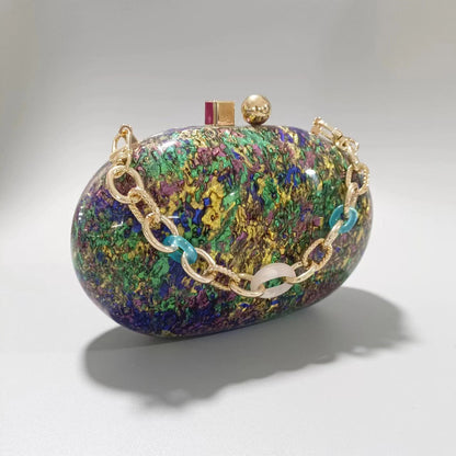 Womens Oval Pearlescent Fashion Shoulder Bag