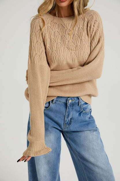 Womens Versatile Fashionable Crew-neck Sweater
