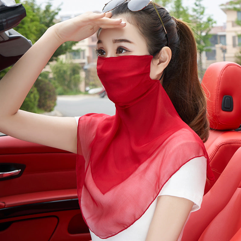 Silk Mask Breathable Neck-Covering Skin-Caring Veil For Women