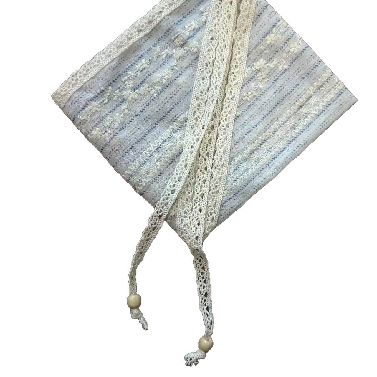 Embroidered Lace-trimmed Floral Silk Scarf