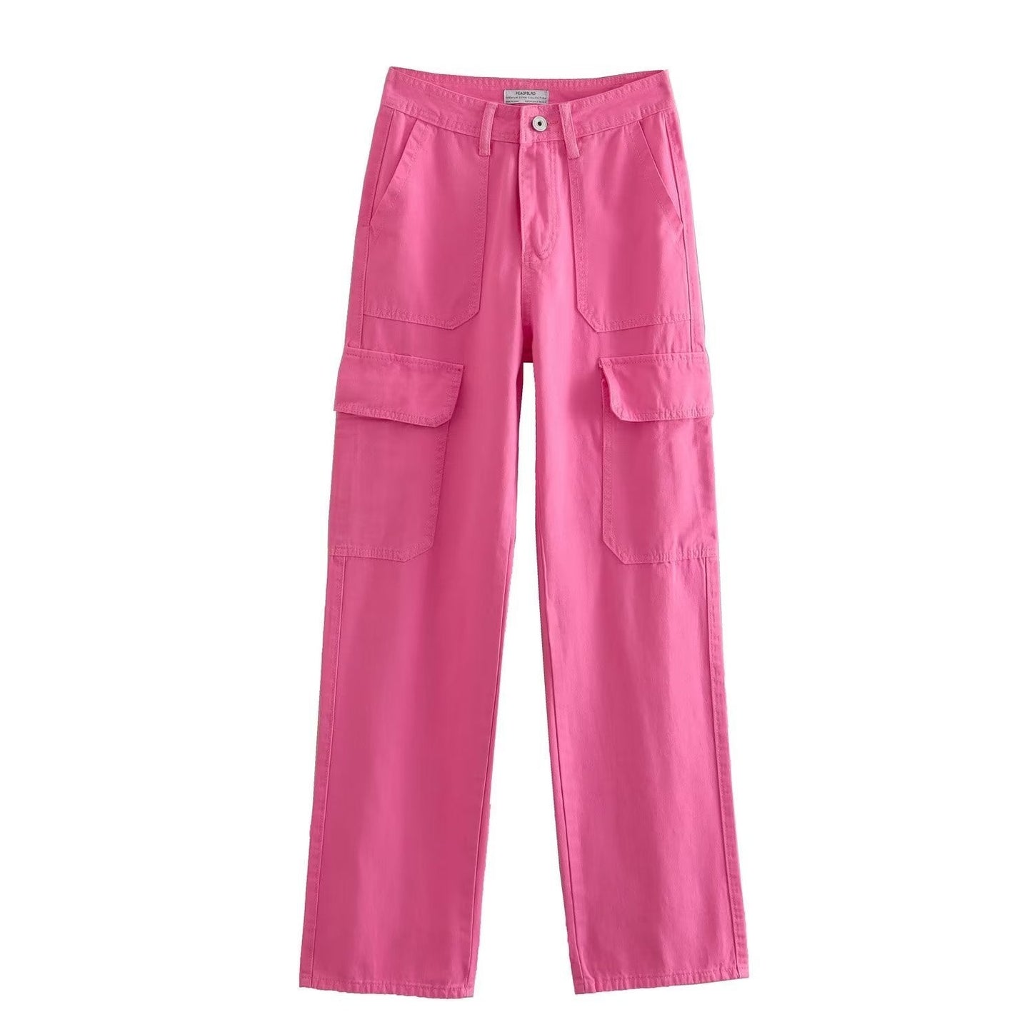 Women's Straight Solid Color Pocket Loose Casual Pants