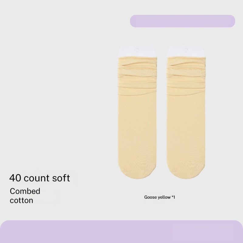 Combed Cotton Sweat-absorbent Deodorant Solid-color Knee-high Socks