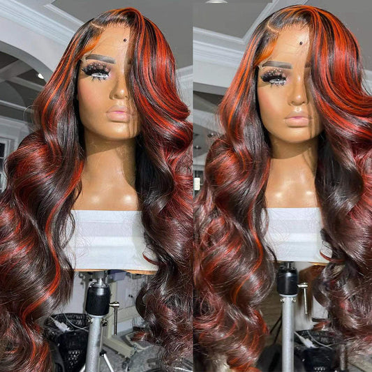 Burgundy Highlight Lace Frontal Wigs
