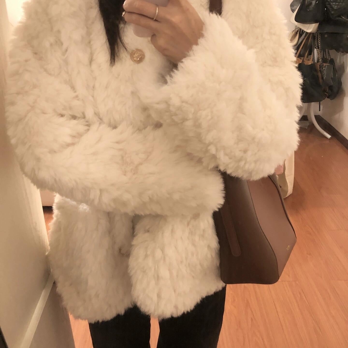 Womens Thickened Cotton-padded Coat With Lambswool Lining