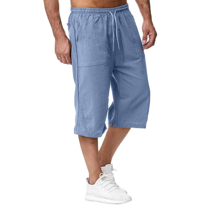 Amazon Europe And America 2026 Cross-Border Men's Casual Cotton-Linen Sports Pants Summer Cotton-Linen Cropped Casual Pants Men
