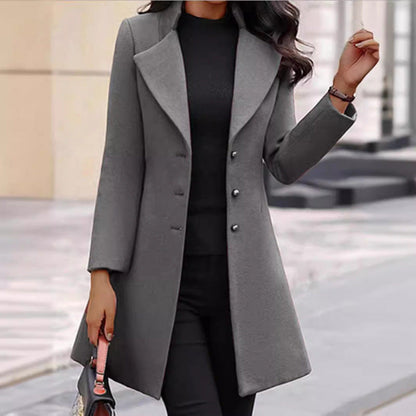 Women's Winter Wool Coat - Classic Warm Long Overcoat for Cold Weather