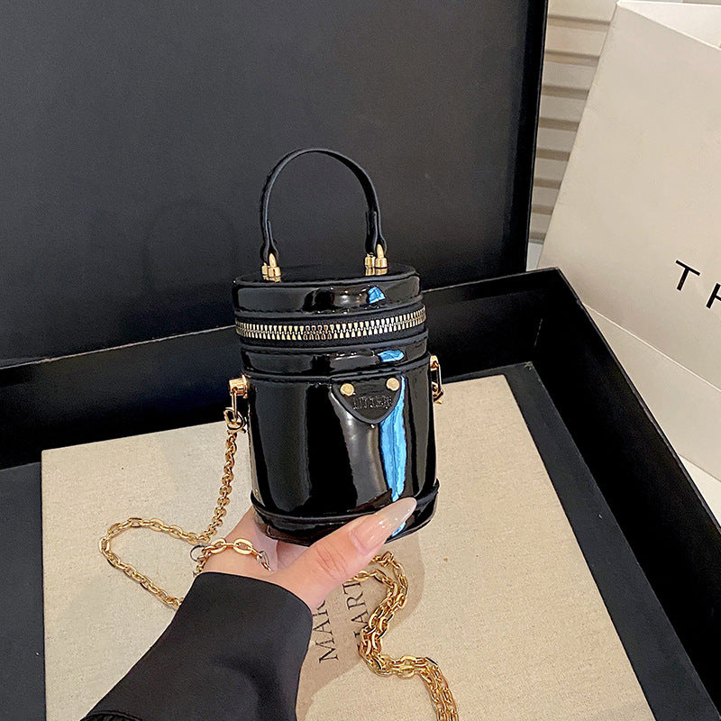Leather Fashion Candy Color Cylindrical Bucket Bag