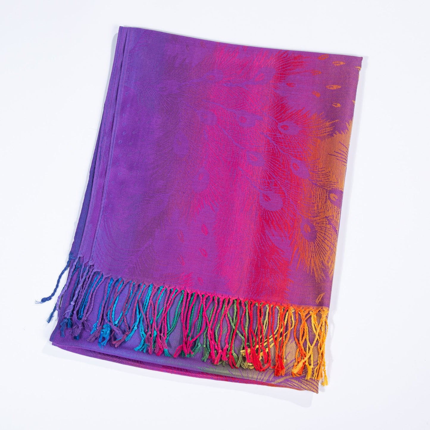 Ethnic-style Fallwinter Colorful Gradient Feather-patterned Neck Scarf
