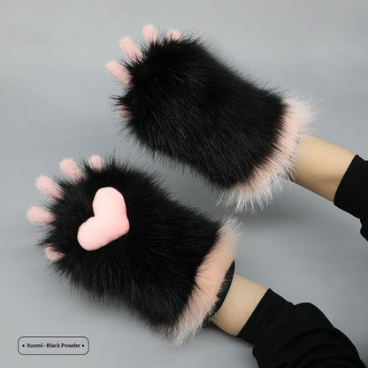 Plush-style Animal Costume Claw Gloves For Women