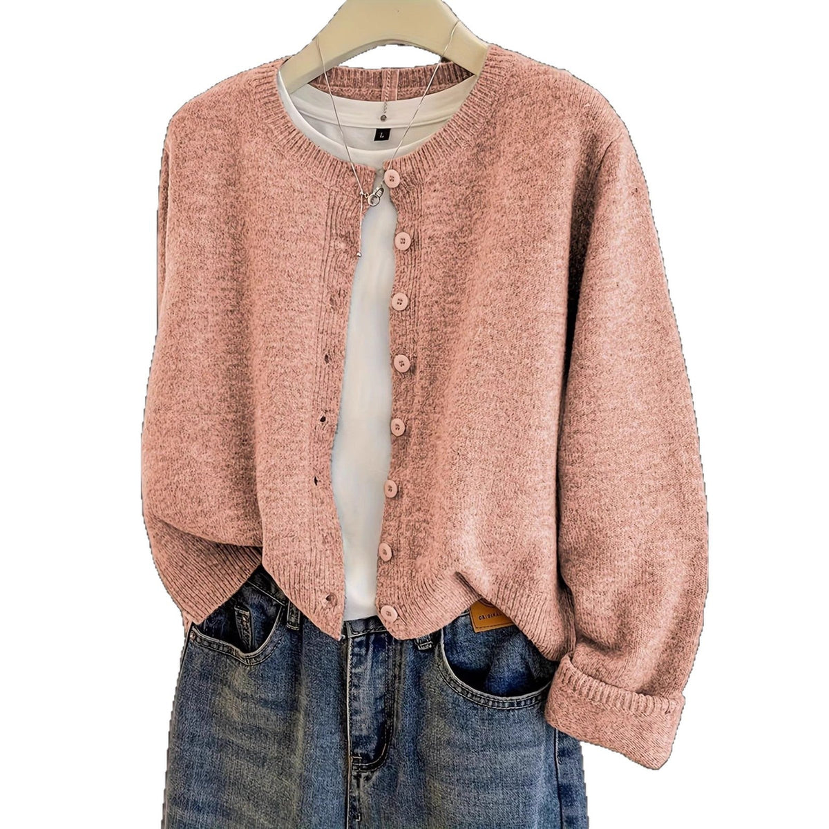 New Autumnwinter Womens Short Loose-fit Round-neck Knit Cardigan Sweater Jacket