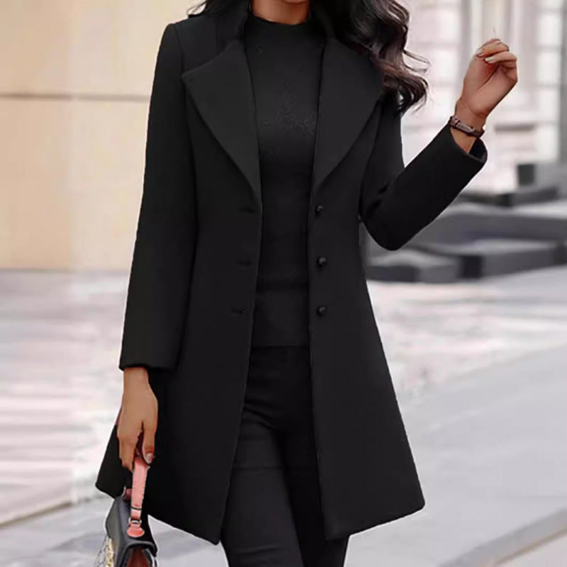 Women's Winter Wool Coat - Classic Warm Long Overcoat for Cold Weather
