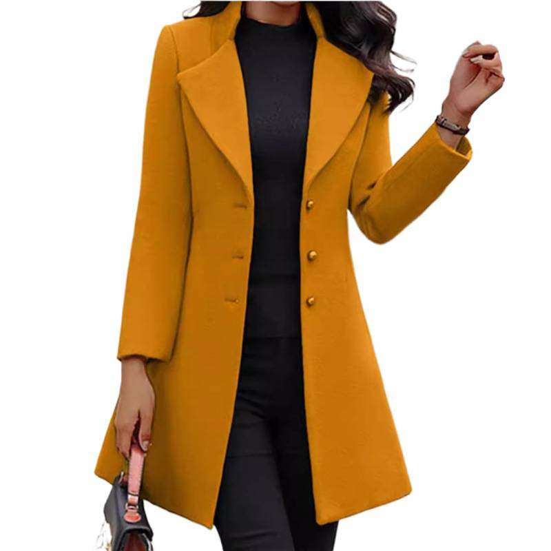 Women's Winter Wool Coat - Classic Warm Long Overcoat for Cold Weather