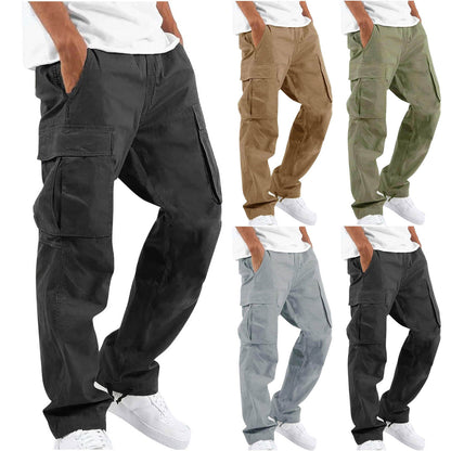 In Stock Amazon Summer New Men's Overalls European And American Independent Station Foreign Trade Drawstring Multi-pocket Casual Pants