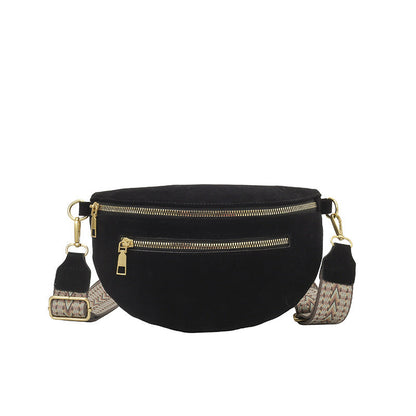 Jacquard Webbing European And American Style PU Leather Crossbody Bag