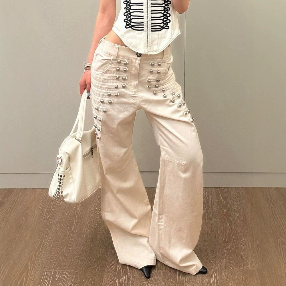 American-style Retro Metal-button Designer Jeans