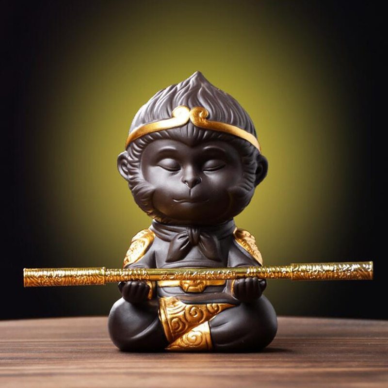 Chinese Purple Clay Tea Set, Monkey King Decor