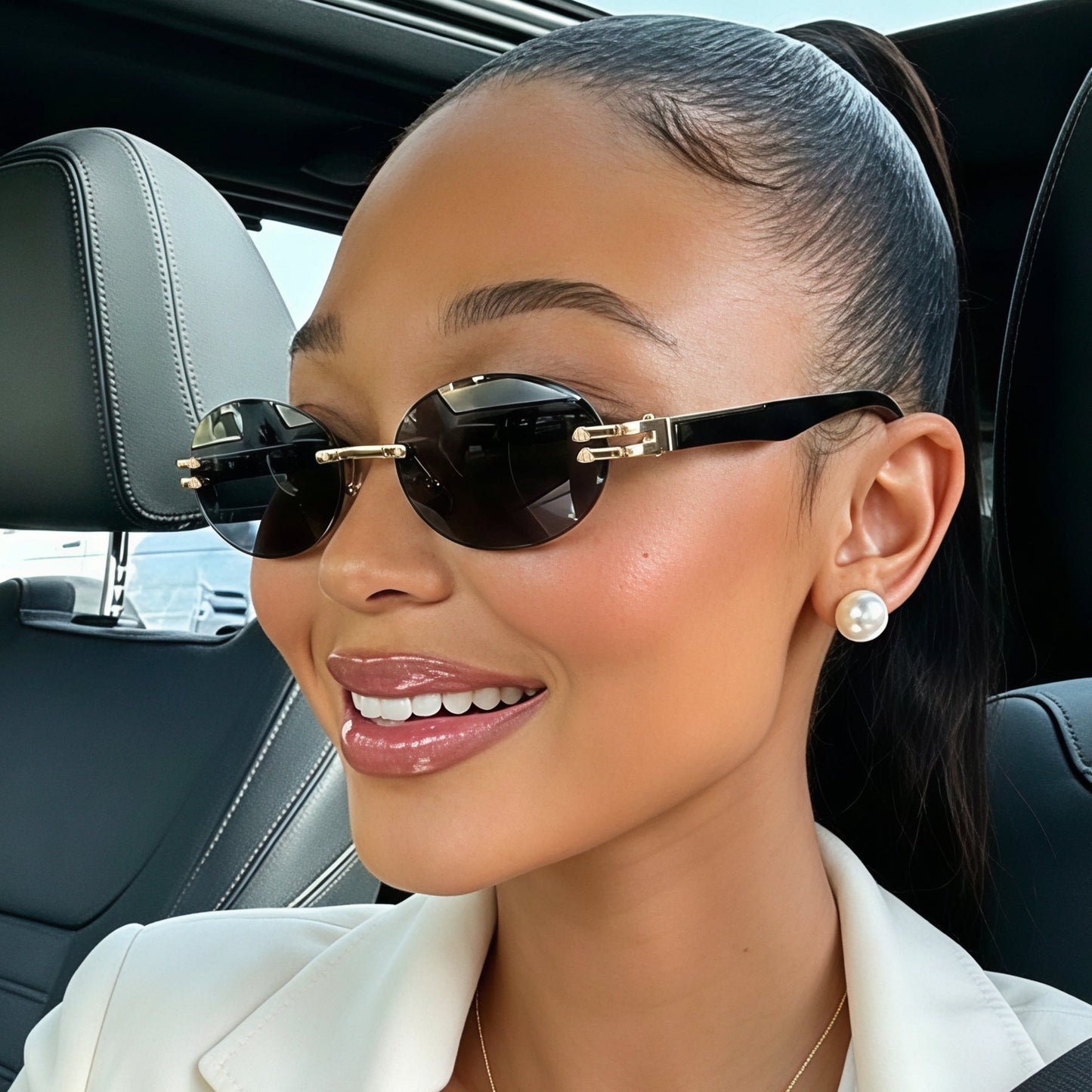 Fashionable Oval Frameless Y2K Sunglasses