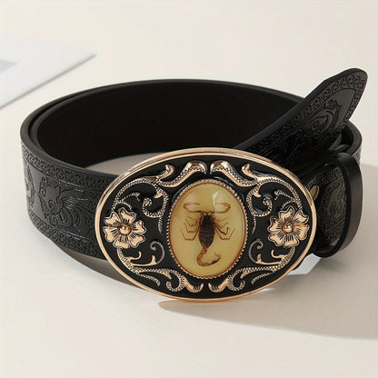 Creative Casual Patterned Scorpion Leather Belt For Men