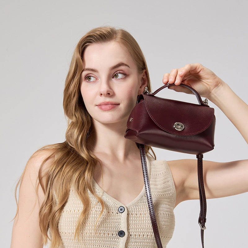Retro-style Elegant Genuine Leather Tote And Crossbody Bag