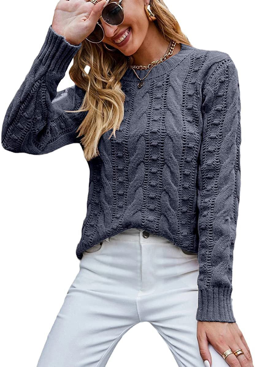 Pullover Long-sleeve Cable-knit Sweater For Women