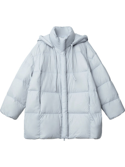 Mid-length 90 White Duck Down Puffer Coat With Hood Three-proof Jacket